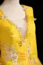 Vintage / Retro Yellow Beading Appliques Prom Dresses 2025 Ball Gown V-Neck Long Sleeve Backless Floor-Length / Long Formal Dresses