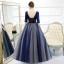 Classic Royal Blue Prom Dresses 2020 Ball Gown Deep V-Neck 1/2 Sleeves Star Embroidered Floor-Length / Long Ruffle Backless Formal Dresses