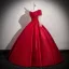 Elegant Burgundy Beading Sequins Satin Prom Dresses 2025 Ball Gown Off-The-Shoulder Long Sleeve Backless Floor-Length / Long Formal Dresses