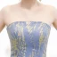 Affordable Ocean Blue Homecoming Graduation Dresses 2020 A-Line / Princess Strapless Sleeveless Glitter Tulle Short Ruffle Backless Formal Dresses