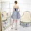 Affordable Ocean Blue Homecoming Graduation Dresses 2020 A-Line / Princess Strapless Sleeveless Glitter Tulle Short Ruffle Backless Formal Dresses