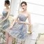 Affordable Ocean Blue Homecoming Graduation Dresses 2020 A-Line / Princess Strapless Sleeveless Glitter Tulle Short Ruffle Backless Formal Dresses