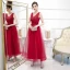 Chic / Belle Rouge Robe De Soirée 2020 Princesse V-Cou Sans Manches Appliques En Dentelle Fleur Perlage Perle Longueur Cheville Volants Dos Nu Robe De Ceremonie