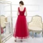 Chic / Belle Rouge Robe De Soirée 2020 Princesse V-Cou Sans Manches Appliques En Dentelle Fleur Perlage Perle Longueur Cheville Volants Dos Nu Robe De Ceremonie