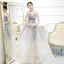 Élégant Océan Bleu Dégradé De Couleur Blanche Robe De Bal 2020 Robe Boule Bustier Sans Manches Glitter Tulle Longue Volants Dos Nu Robe De Ceremonie