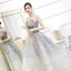 Élégant Océan Bleu Dégradé De Couleur Blanche Robe De Bal 2020 Robe Boule Bustier Sans Manches Glitter Tulle Longue Volants Dos Nu Robe De Ceremonie