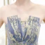Élégant Océan Bleu Dégradé De Couleur Blanche Robe De Bal 2020 Robe Boule Bustier Sans Manches Glitter Tulle Longue Volants Dos Nu Robe De Ceremonie