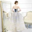 Élégant Océan Bleu Dégradé De Couleur Blanche Robe De Bal 2020 Robe Boule Bustier Sans Manches Glitter Tulle Longue Volants Dos Nu Robe De Ceremonie