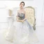 Élégant Océan Bleu Dégradé De Couleur Blanche Robe De Bal 2020 Robe Boule Bustier Sans Manches Glitter Tulle Longue Volants Dos Nu Robe De Ceremonie