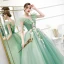 Flower Fairy Mint Green Prom Dresses 2020 Ball Gown V-Neck Sleeveless Appliques Flower Beading Pearl Floor-Length / Long Ruffle Backless Formal Dresses