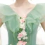 Flower Fairy Mint Green Prom Dresses 2020 Ball Gown V-Neck Sleeveless Appliques Flower Beading Pearl Floor-Length / Long Ruffle Backless Formal Dresses