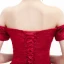 Schöne Rot Abendkleider 2020 A Linie Off Shoulder Kurze Ärmel Applikationen Blumen Perlenstickerei Knöchellänge Rüschen Rückenfreies Festliche Kleider