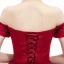 Chic / Beautiful Burgundy Prom Dresses 2020 Ball Gown Off-The-Shoulder Short Sleeve Appliques Lace Beading Floor-Length / Long Ruffle Backless Formal Dresses