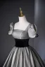 Elegant Black Silver Lace Flower Prom Dresses 2025 Ball Gown Square Neckline Puffy Short Sleeve Backless Floor-Length / Long Prom Formal Dresses