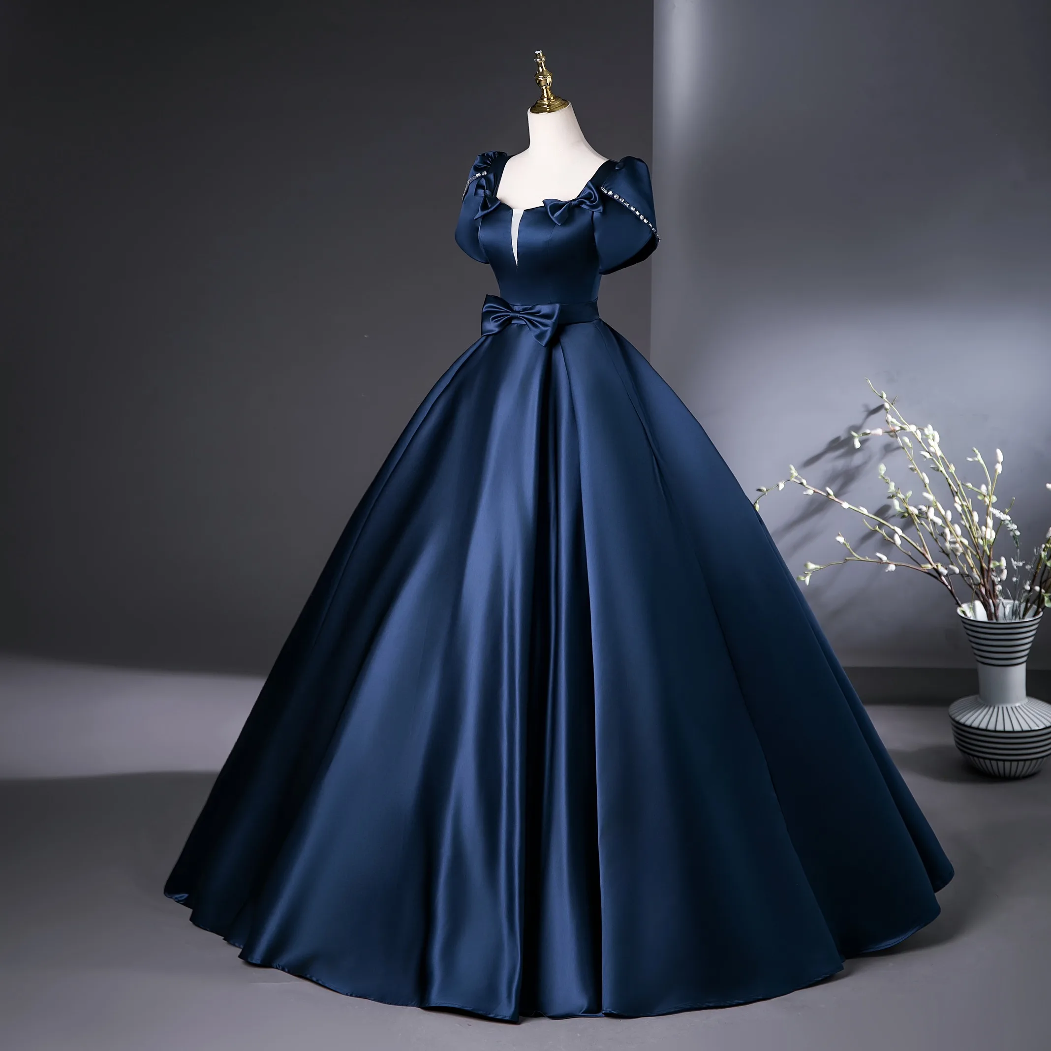 strapless open back dress Long Dark Red Satin Prom Dresses, Red Long Formal Graduation Dresses –  jbydress main image 0