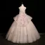 Blumenfee Rosa Perle Applikationen Ballkleider 2025 Ballkleid Bandeau Ärmellos Rückenfreies Lange Festliche Kleider