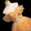 Flower Fairy Unusual Yellow Appliques Prom Dresses 2025 Ball Gown Off-The-Shoulder Short Sleeve Backless Floor-Length / Long Formal Dresses
