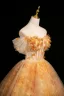 Flower Fairy Unusual Yellow Appliques Prom Dresses 2025 Ball Gown Off-The-Shoulder Short Sleeve Backless Floor-Length / Long Formal Dresses