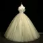 Chic / Belle Vert Cendré Perlage Paillettes Robe De Bal 2025 Robe Boule De l'épaule Manches Courtes Dos Nu Longue Robe De Ceremonie