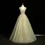 Chic / Belle Vert Cendré Perlage Paillettes Robe De Bal 2025 Robe Boule De l'épaule Manches Courtes Dos Nu Longue Robe De Ceremonie