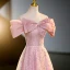 Scintillantes Rougissant Rose Perlage Paillettes Robe De Bal 2023 Princesse De l'épaule Manches Courtes Dos Nu Longue Promo Robe De Ceremonie
