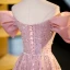 Scintillantes Rougissant Rose Perlage Paillettes Robe De Bal 2023 Princesse De l'épaule Manches Courtes Dos Nu Longue Promo Robe De Ceremonie