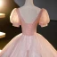 Charmant Rougissant Rose Perlage Paillettes En Dentelle Fleur Robe De Bal 2023 Robe Boule Encolure Dégagée Manches Courtes Dos Nu Longue Promo Robe De Ceremonie