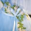 Elegant Sky Blue Beading Lace Flower Prom Dresses 2023 Ball Gown Ruffle Off-The-Shoulder Short Sleeve Backless Bow Sash Floor-Length / Long Prom
