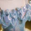 Sparkly Sky Blue Sequins Prom Dresses 2023 Ball Gown Scoop Neck Short Sleeve Backless Floor-Length / Long Prom Formal Dresses