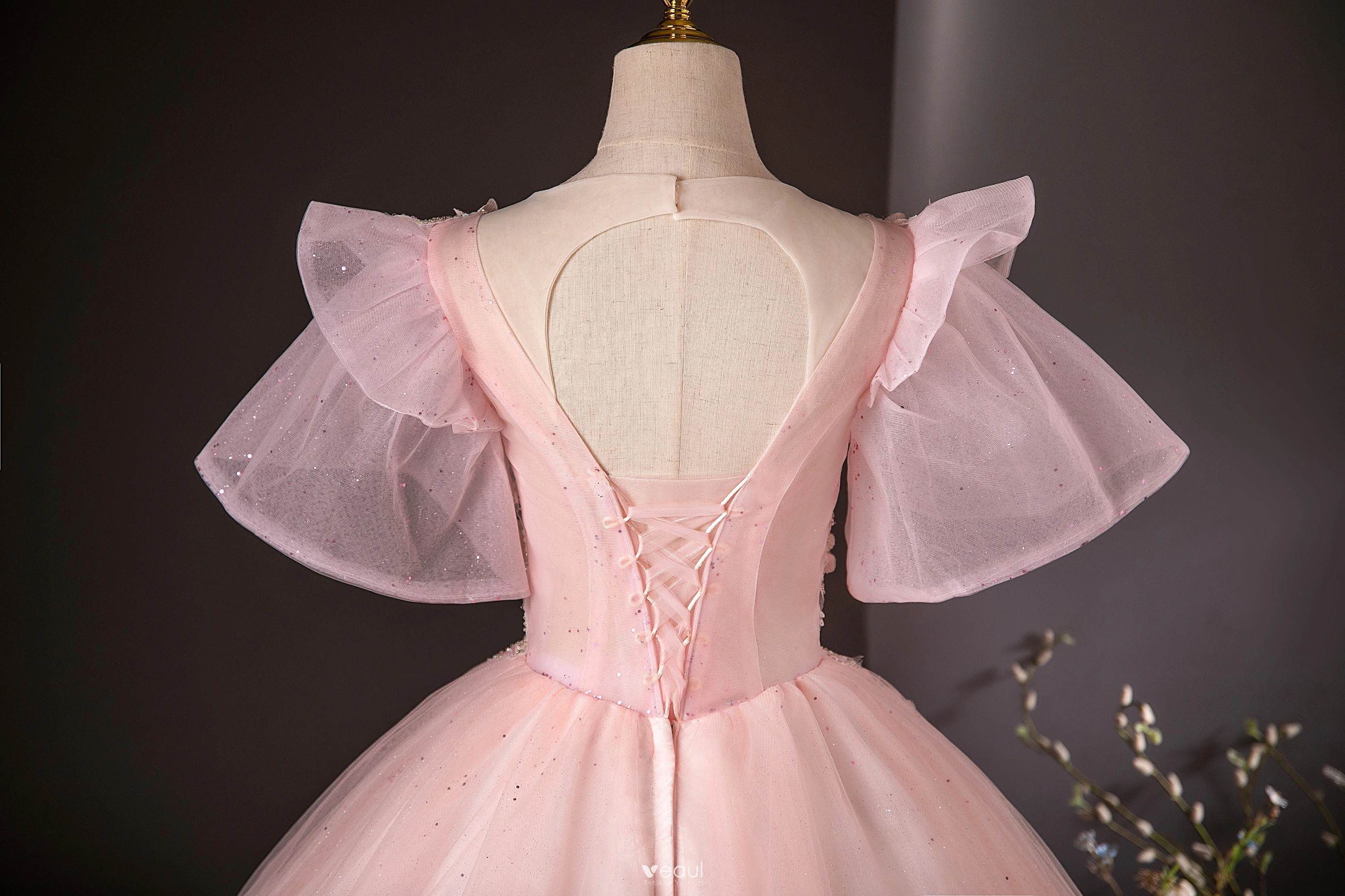 Pink Long Sleeve Scoop Beading Prom Formal Dress Pink Long Sleeve Scoop Beading Prom Formal Dress