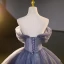 Charming Ocean Blue Beading Sequins Prom Dresses 2023 Ball Gown Off-The-Shoulder Sleeveless Backless Floor-Length / Long Prom Formal Dresses