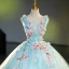 Flower Fairy Mint Green Beading Lace Flower Prom Dresses 2023 Ball Gown Scoop Neck Sleeveless Backless Floor-Length / Long Prom Formal Dresses