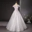 Flower Fairy White Appliques Beading Pearl Sequins Ball Gown Prom Dresses 2024 Off-The-Shoulder Sleeveless Backless Floor-Length / Long Prom Formal Dresses