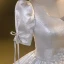 Fashion Silver Beading Sequins Glitter Prom Dresses 2023 Ball Gown Satin Square Neckline Short Sleeve Backless Floor-Length / Long Prom Formal Dresses