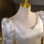Fashion Silver Beading Sequins Glitter Prom Dresses 2023 Ball Gown Satin Square Neckline Short Sleeve Backless Floor-Length / Long Prom Formal Dresses