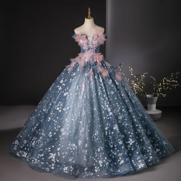 Off Shoulder Sleeveless Beaded Sequins Appliques Ruffles Bow Knot Lilac Sweet 15 Quinceañera Dress WQ1793 main image 1