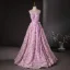 Flower Fairy Candy Pink Appliques Pearl Prom Dresses 2024 Ball Gown Scoop Neck Sleeveless Backless Bow Sash Floor-Length / Long Prom Formal Dresses