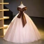 Elegant Coffee Sequins Prom Dresses Ball Gown 2023 Bow Off-The-Shoulder Short Sleeve Backless Floor-Length / Long Prom Formal Dresses
