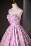 Flower Fairy Candy Pink Appliques Pearl Prom Dresses 2024 Ball Gown Scoop Neck Sleeveless Backless Bow Sash Floor-Length / Long Prom Formal Dresses