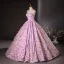 Flower Fairy Candy Pink Appliques Pearl Prom Dresses 2024 Ball Gown Scoop Neck Sleeveless Backless Bow Sash Floor-Length / Long Prom Formal Dresses