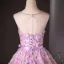 Flower Fairy Candy Pink Appliques Pearl Prom Dresses 2024 Ball Gown Scoop Neck Sleeveless Backless Bow Sash Floor-Length / Long Prom Formal Dresses