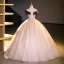 Elegant Coffee Sequins Prom Dresses Ball Gown 2023 Bow Off-The-Shoulder Short Sleeve Backless Floor-Length / Long Prom Formal Dresses