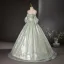 Sparkly Sage Green Sequins Prom Dresses 2024 Ball Gown Strapless Short Sleeve Backless Floor-Length / Long Prom Formal Dresses