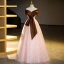 Elegant Coffee Sequins Prom Dresses Ball Gown 2023 Bow Off-The-Shoulder Short Sleeve Backless Floor-Length / Long Prom Formal Dresses