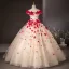 Flower Fairy Champagne Appliques Ball Gown Prom Dresses 2024 Strapless Sleeveless Backless Floor-Length / Long Prom Formal Dresses
