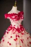 Flower Fairy Champagne Appliques Ball Gown Prom Dresses 2024 Strapless Sleeveless Backless Floor-Length / Long Prom Formal Dresses