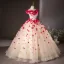 Flower Fairy Champagne Appliques Ball Gown Prom Dresses 2024 Strapless Sleeveless Backless Floor-Length / Long Prom Formal Dresses