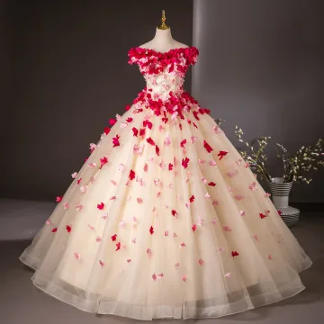 Fée Des Fleurs Champagne Appliques Robe Boule Robe De Bal 2024 Bustier Sans Manches Dos Nu Longue Promo Robe De Ceremonie