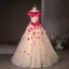 Flower Fairy Champagne Appliques Ball Gown Prom Dresses 2024 Strapless Sleeveless Backless Floor-Length / Long Prom Formal Dresses