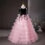Fashion Blushing Pink Cascading Ruffles Prom Dresses 2024 Ball Gown Spaghetti Straps Sleeveless Backless Floor-Length / Long Prom Formal Dresses